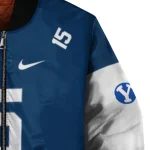 personalized byu cougars team patch blue bomber jacket best selling