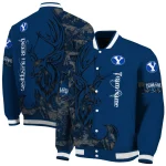 personalized byu cougars tribal deer art blue varsity jacket best selling