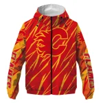personalized calgary flames abstract streaks red windbreaker jacket best selling