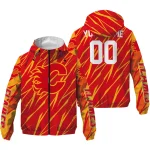 personalized calgary flames abstract streaks red windbreaker jacket best selling