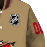 personalized calgary flames claw burst beige varsity jacket best selling