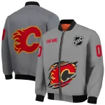 personalized calgary flames claw streak grey bomber jacket best selling