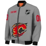 personalized calgary flames claw streak grey bomber jacket best selling