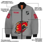 personalized calgary flames claw streak grey bomber jacket best selling