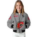personalized calgary flames claw streak grey bomber jacket best selling