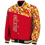 personalized calgary flames flag scratch effect red varsity jacket best selling