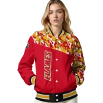 personalized calgary flames flag scratch effect red varsity jacket best selling