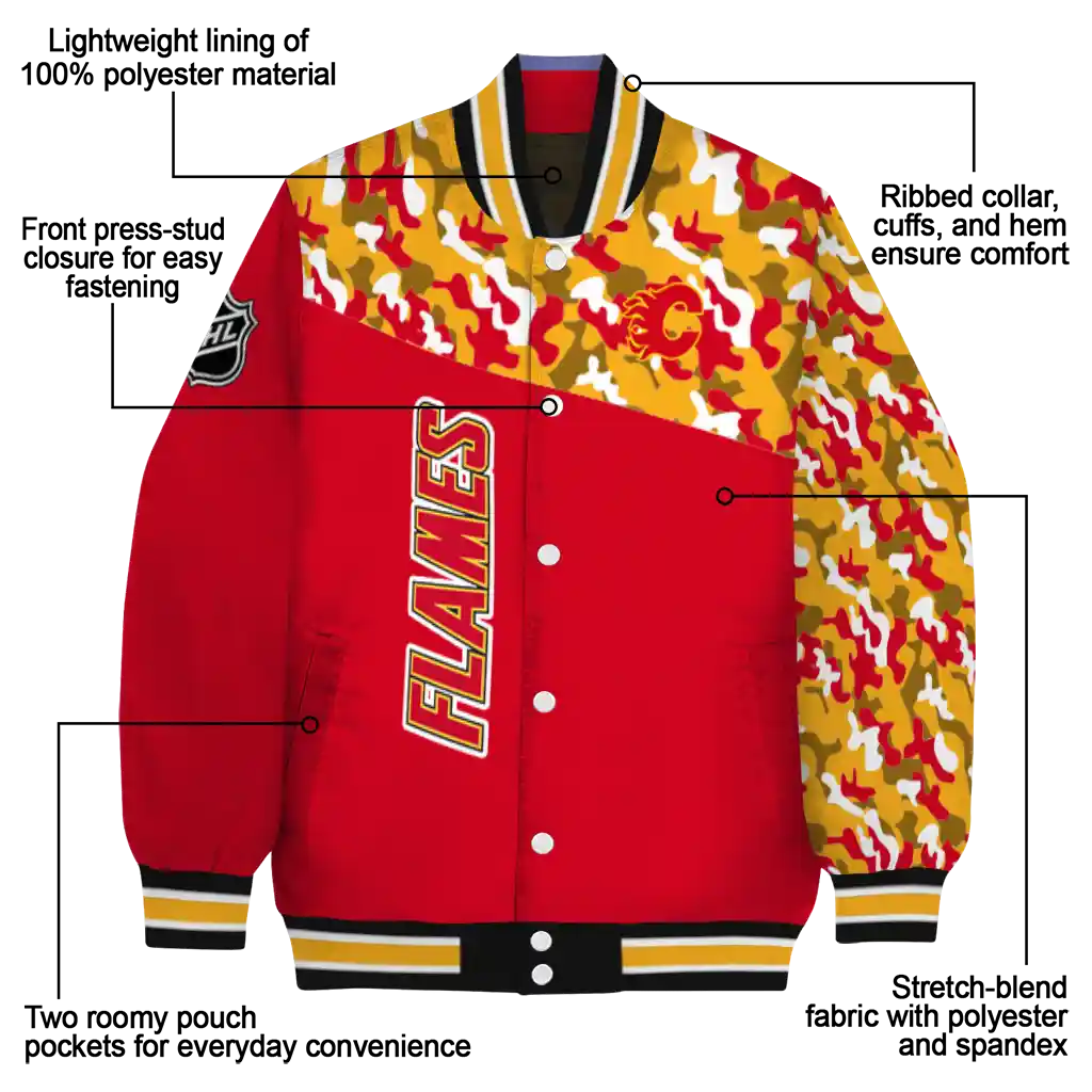 personalized calgary flames flag scratch effect red varsity jacket new arrival personalized calgary flames flag scratch effect red varsity jacket new arrival