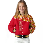 personalized calgary flames flag scratch effect red varsity jacket best selling