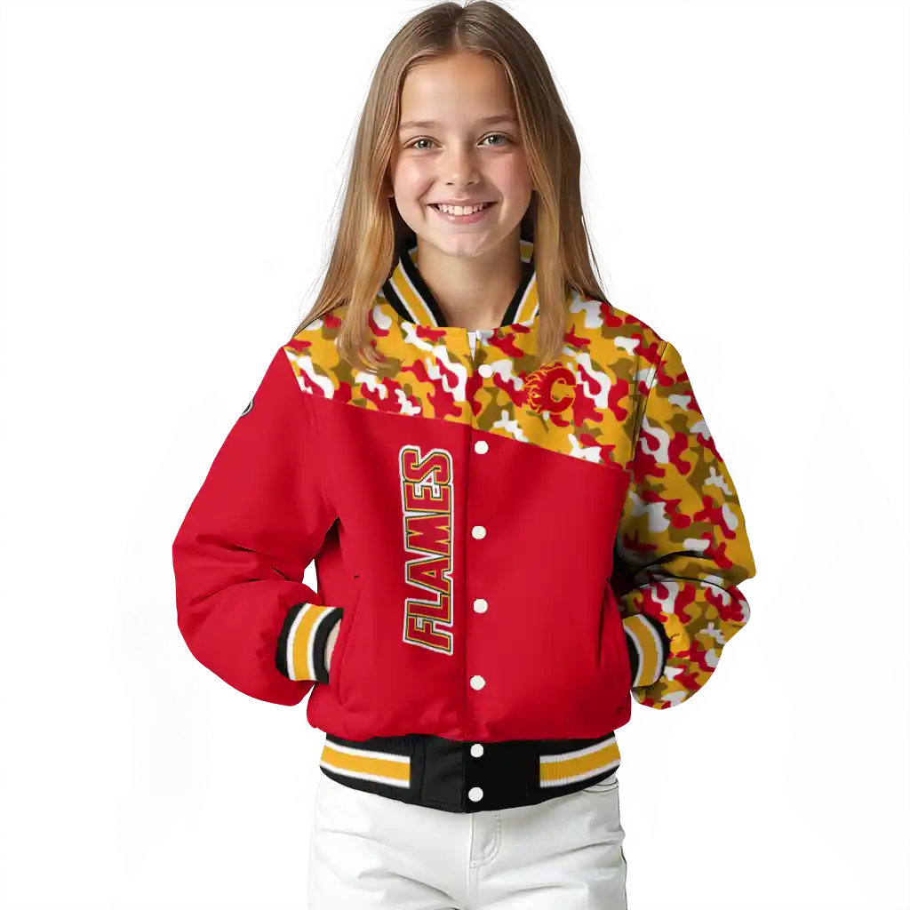 personalized calgary flames flag scratch effect red varsity jacket top rated personalized calgary flames flag scratch effect red varsity jacket top rated