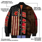 personalized calgary flames flag wood brown bomber jacket best selling