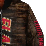 personalized calgary flames flag wood brown bomber jacket best selling