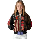 personalized calgary flames flag wood brown bomber jacket best selling