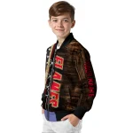 personalized calgary flames flag wood brown bomber jacket best selling