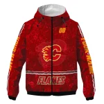 personalized calgary flames shards cluster red windbreaker jacket best selling