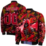 personalized calgary flames skull horde red bomber jacket best selling