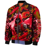 personalized calgary flames skull horde red bomber jacket best selling