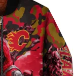 personalized calgary flames skull horde red bomber jacket best selling