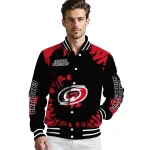 personalized carolina hurricanes burst splatter red varsity jacket best selling