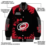 personalized carolina hurricanes burst splatter red varsity jacket best selling