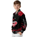personalized carolina hurricanes burst splatter red varsity jacket best selling