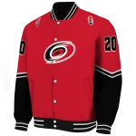 personalized carolina hurricanes chevron style red varsity jacket best selling