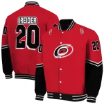 personalized carolina hurricanes chevron style red varsity jacket best selling