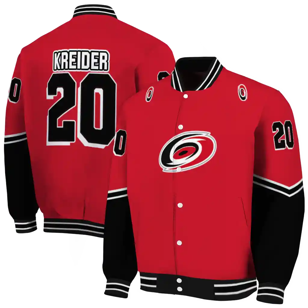 personalized carolina hurricanes chevron style red varsity jacket fashion forward personalized carolina hurricanes chevron style red varsity jacket fashion forward
