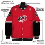 personalized carolina hurricanes chevron style red varsity jacket best selling