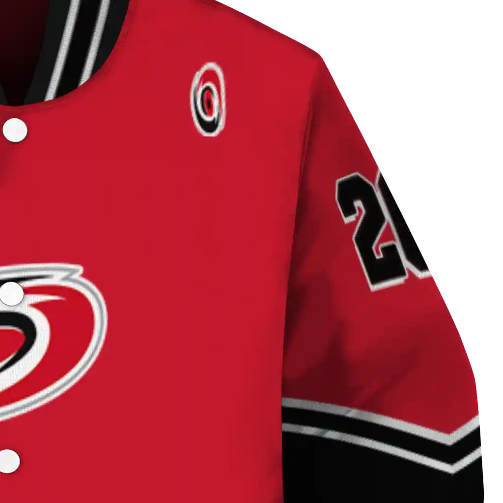 personalized carolina hurricanes chevron style red varsity jacket premium grade personalized carolina hurricanes chevron style red varsity jacket premium grade