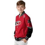 personalized carolina hurricanes chevron style red varsity jacket best selling