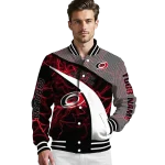 personalized carolina hurricanes electric flash red varsity jacket best selling