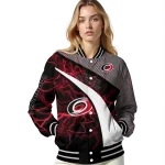personalized carolina hurricanes electric flash red varsity jacket best selling