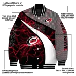 personalized carolina hurricanes electric flash red varsity jacket best selling