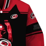 personalized carolina hurricanes reaper hands red black varsity jacket best selling