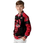 personalized carolina hurricanes reaper hands red black varsity jacket best selling