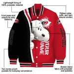 personalized carolina hurricanes snoopy head red varsity jacket best selling