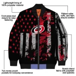 personalized carolina hurricanes star stripes red black bomber jacket best selling