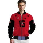 personalized carolina hurricanes team patch red bomber jacket best selling