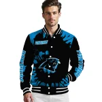 personalized carolina panthers burst splatter blue varsity jacket best selling