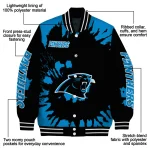 personalized carolina panthers burst splatter blue varsity jacket best selling