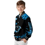 personalized carolina panthers burst splatter blue varsity jacket best selling