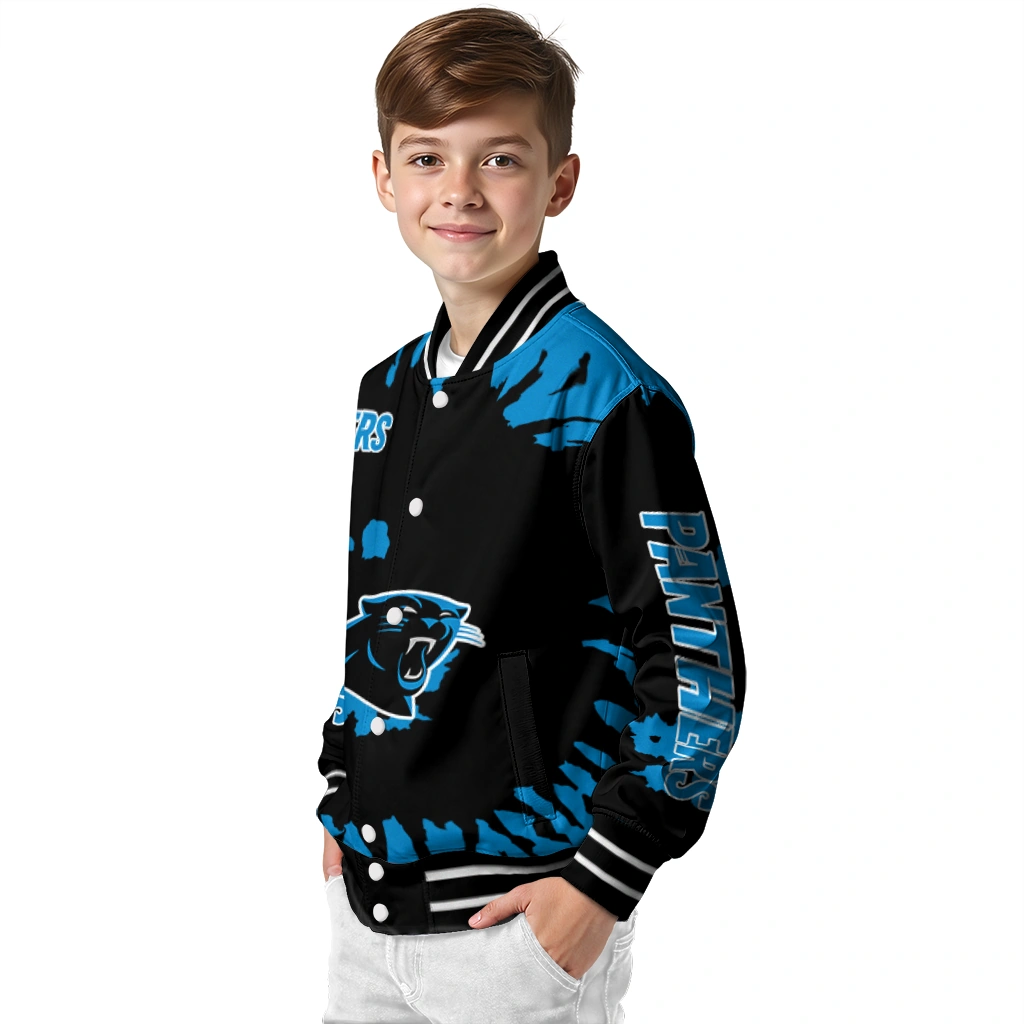 personalized carolina panthers burst splatter blue varsity jacket trendy personalized carolina panthers burst splatter blue varsity jacket trendy