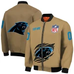 personalized carolina panthers claw tear beige bomber jacket best selling