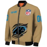 personalized carolina panthers claw tear beige bomber jacket best selling