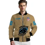 personalized carolina panthers claw tear beige bomber jacket best selling