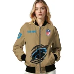 personalized carolina panthers claw tear beige bomber jacket best selling