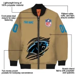 personalized carolina panthers claw tear beige bomber jacket best selling
