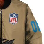 personalized carolina panthers claw tear beige bomber jacket best selling