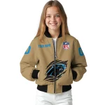 personalized carolina panthers claw tear beige bomber jacket best selling